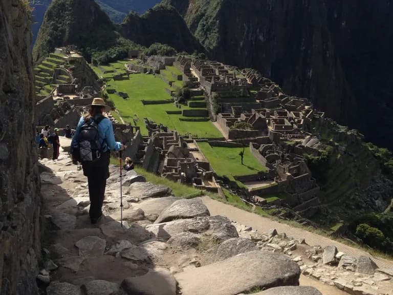 Hiking in to Machu Picchu on the short Inca Trail