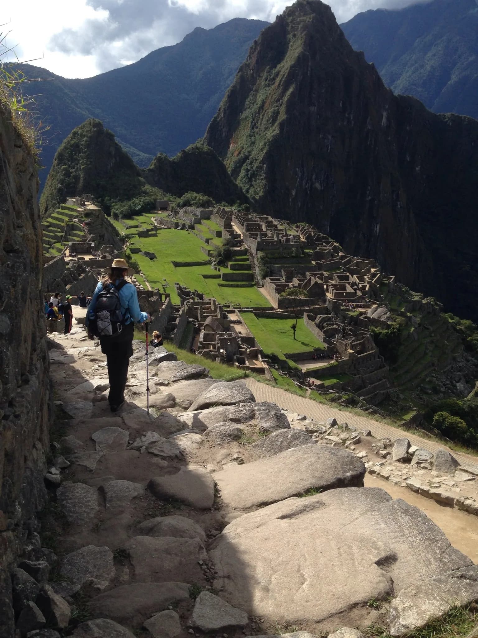 Hiking in to Machu Picchu on the short Inca Trail